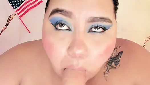 POV: You look down at your chubby girlfriend destroying her mouth