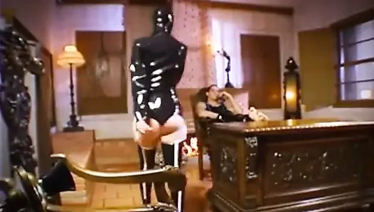 Horny girl clad in latex fucking a sexy crazed dude