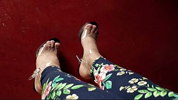 Thalia in sexy transparent heels