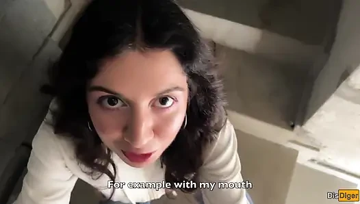 Girl Asks to Cum on Her Face for Cumwalk on the Streets - Blowjob