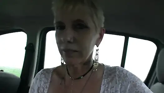 Blonde Cougar Sucks My Cock in the Car 5099