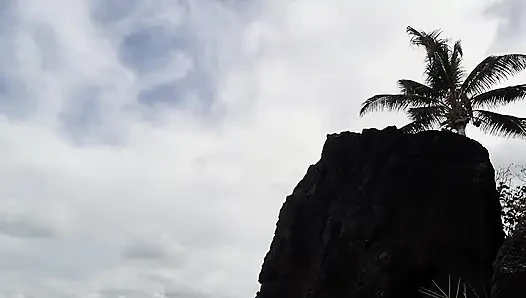 Beautiful Brazilian Making Out on the Beach with People Passing by