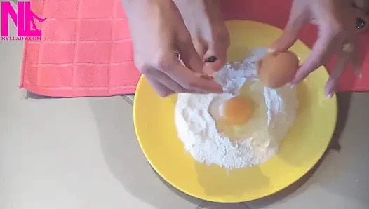 Making Dough for Pasta with My Bare Feet
