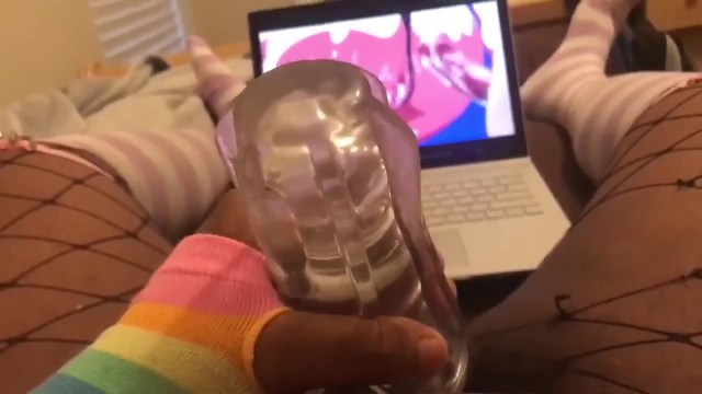 Femboy Watching Hentai - Quick Cumshot in Toy
