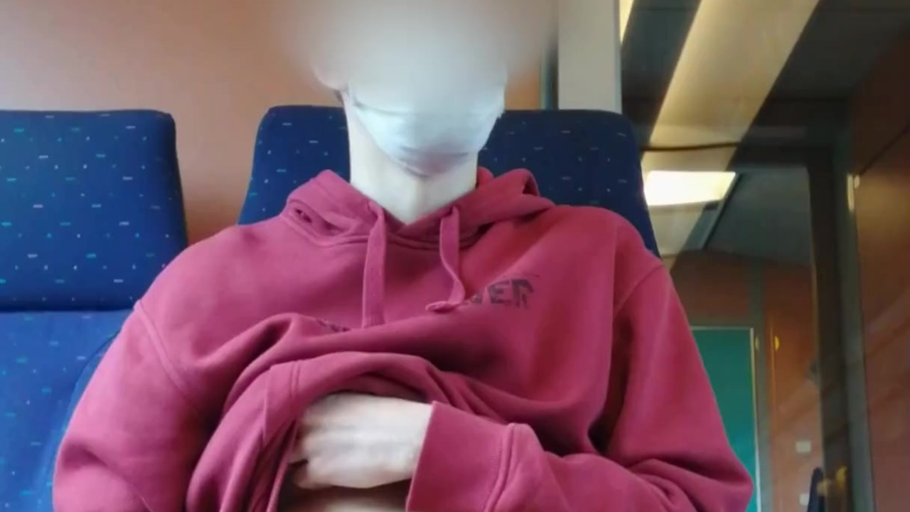 Undressing and jerking off in the train