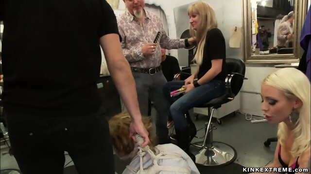 Bound Latina fucked at hairdressers