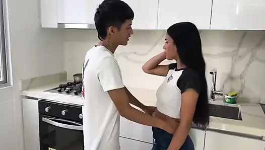 Latin Couple Is Surprised by Their Stepfathers While They Were Fucking Hard