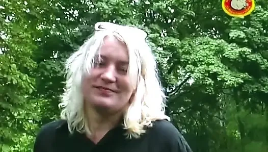 Blonde Inserts Thick Cucumber Then Rides Hard Cock