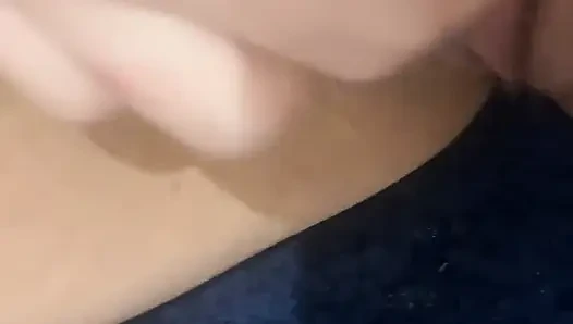 Wife masturbates on bathroom floor while husband hoovers outside