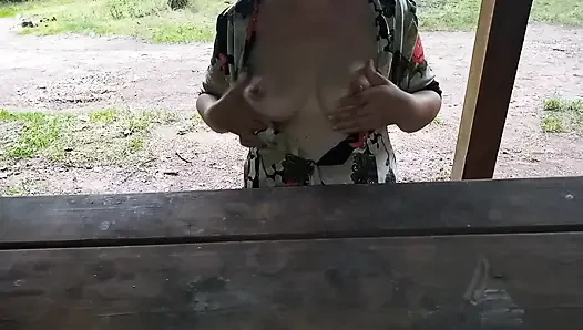 Double orgasm outdoors