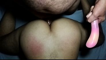 Coroa fucked me with his huge cock and a vibrating dildo.