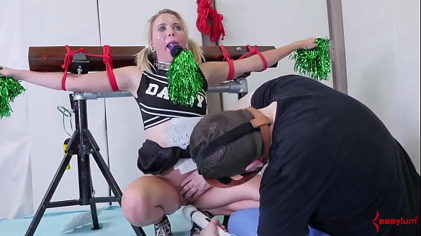 Punished cheerleader eats her own ass juice in rough anal show