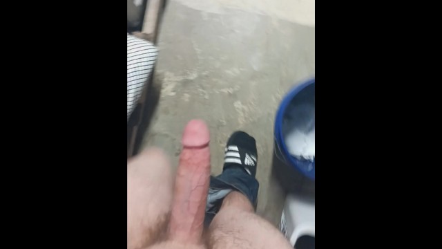Huge white cock being stroked