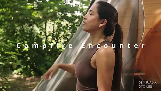 Brazilian Latina Engages in Passionate Sex with Old Man at the Campfire Outdoor
