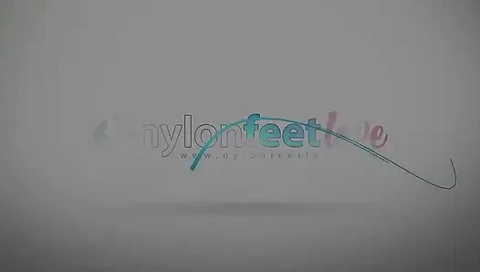 Tattooed blonde smoking and showing her feet