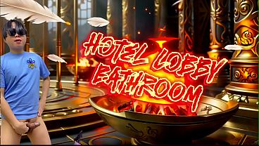 A cock lover guy sucks a stranger’s cock in hotel lobby bathroom