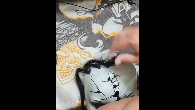 A mask with a tongue giving me oral sex