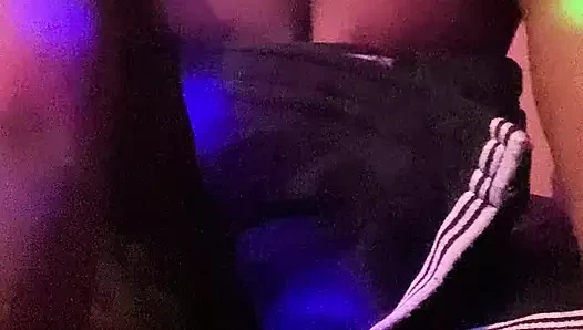 Using a glove to fuck my tight black pussy