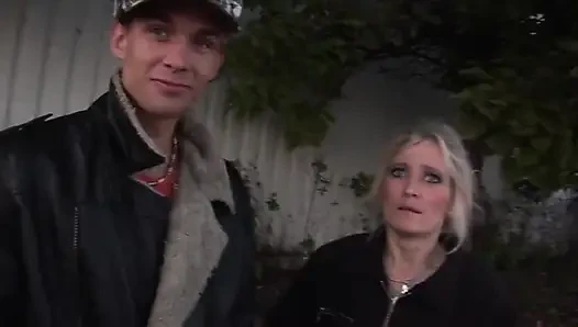Blonde mature gets doggystyled outdoors