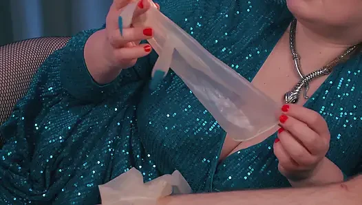 Unexpected Cock Biting From Sadistic Humiliating MILF Mistress in Rubber Gloves with Long Nails