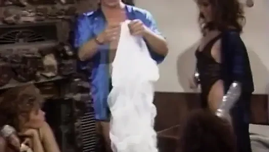 Two Male Pole Dancers Put on Female Dresses and Entertain Three Naughty Babes