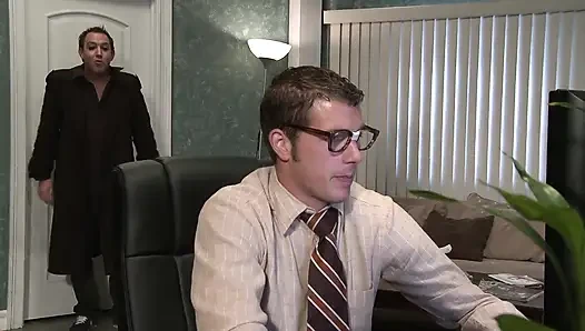 Horny secretary bangs her big cocked boss