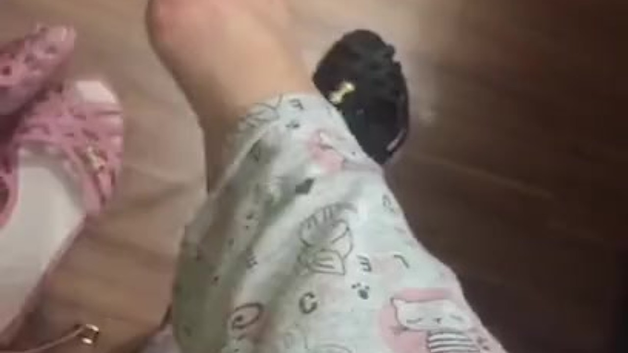 @tici_feet IG ticii_feet tici feet dangling the black shoes