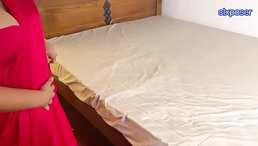 House Empty. Maid in Saree Taking Every Inch so No One Hears Her Moan