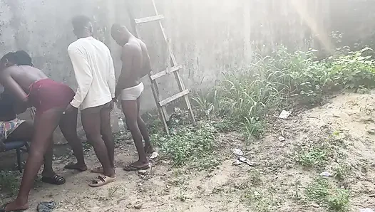 Foursome Outside Uncompleted Building
