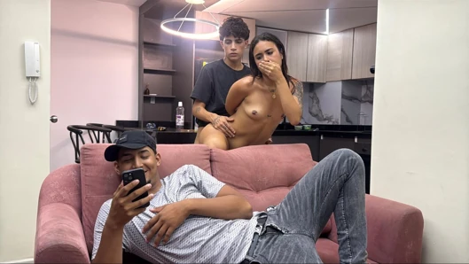 My lover pretends to be a stranger and fucks me really hard in the ass while my cuckold husband is distracted.