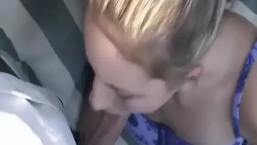 Mature Blonde MILF Sucks Thick Cock on Patio