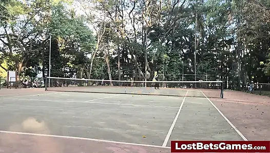 Rafaela and Igor Are Taking Their Strip Tennis Match Outside