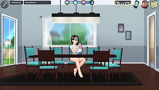 Summertime Saga Part 50 By DarkCookie, Horny busty milf strokes and rubs big cock, 3D Game