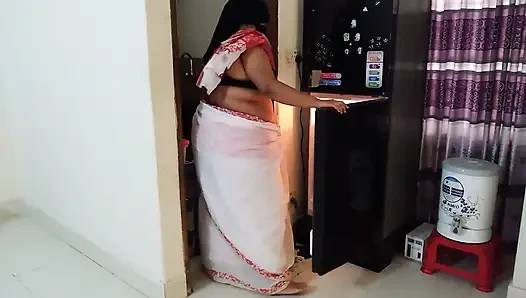 Indian Stepaunty Stuck Her Head in the Fridge and Fucked Her Ass