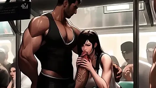 Tifa LOVES finding new dicks to suck on the Midgar train