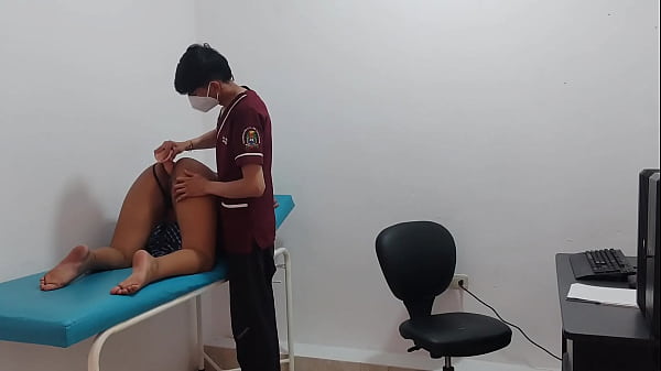 Horny student in the office