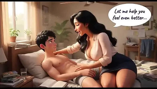 Curvy Mature Woman Catches Man Masturbating and Joins Him After Years Without Sex (ai Generated)