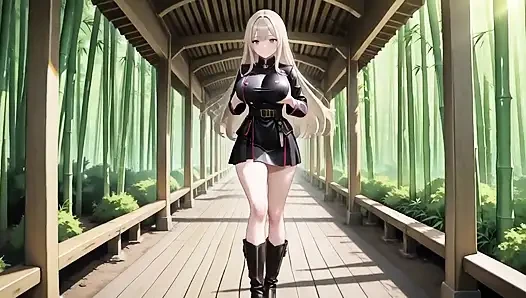 Blonde Valkyrie's Undressing Moment, That Great-slit Black Uniform Is Insane!