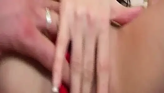 Brunette in Red Lingerie Takes Thick Cock Anal