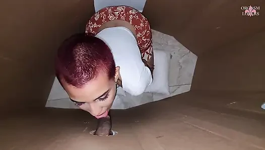 Glory hole: Carahoney has fun with this cock in the hole