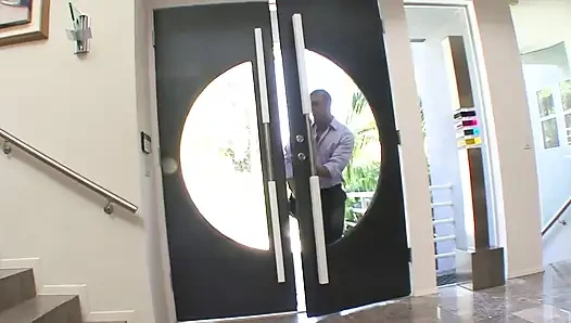 Muscly white man bangs a young black girl hungry for cock