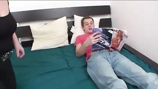 Chubby granny with big round ass gets pussy and ass slammed