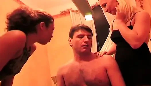 Two Horny MILFs Drench His Face in Sloppy Spit Tears