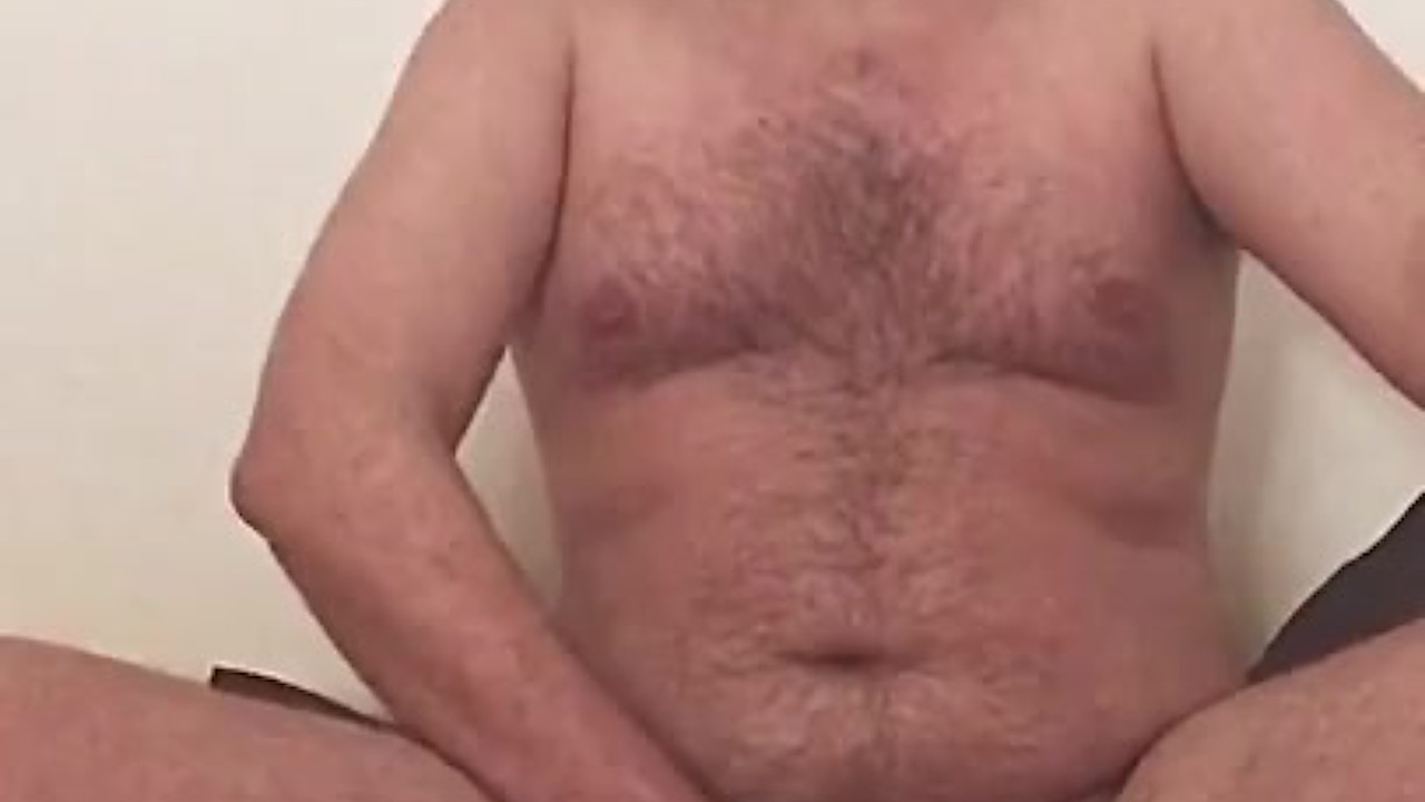 Mature hairy bear with moustache masturbation solo