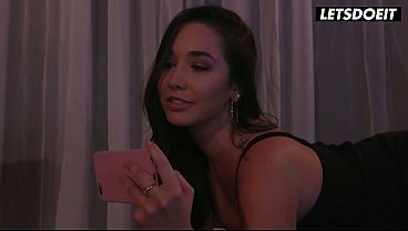 Two Girls Share His Cock in a Double Blowjob... One Deepthroats While the Other Strokes It