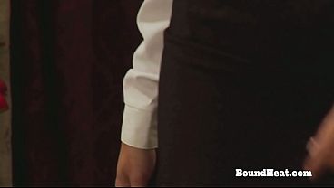 Bound Lesbian Slave Whipped On Bed By Merciless Madame