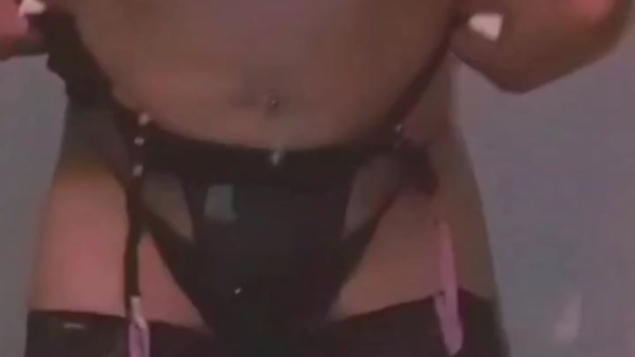 Mexican Travesti Black lingerie ass show and cum