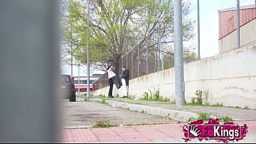 University girl sucks cock on the street and is recruited for porn. Fedora Morelli, the easiest girl on FAKing