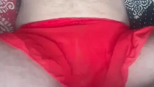 Cspot in Red Lacy Set with Thrusting Dildo