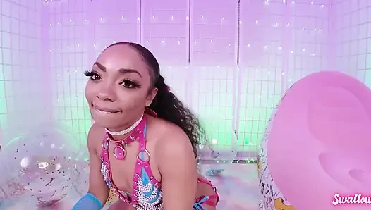 Hot Ebony Babe Cali Caliente Deepthroating Big Cock POV